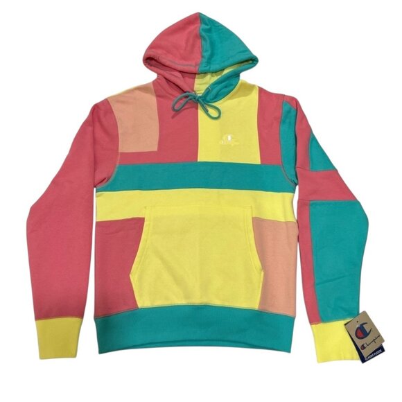 Champion Power Blend Long Sleeve Warm Hoodie Sweatshirt Sz Small Multi Color Kan - Picture 1 of 16